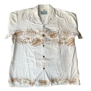 JC Hawaii  Men’s Short Sleeve Button Down Shirt size M, Floral White